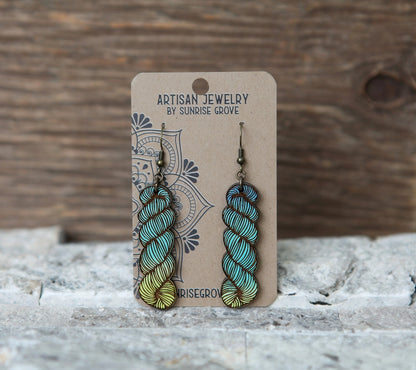 Wooden Yarn Hank Earrings